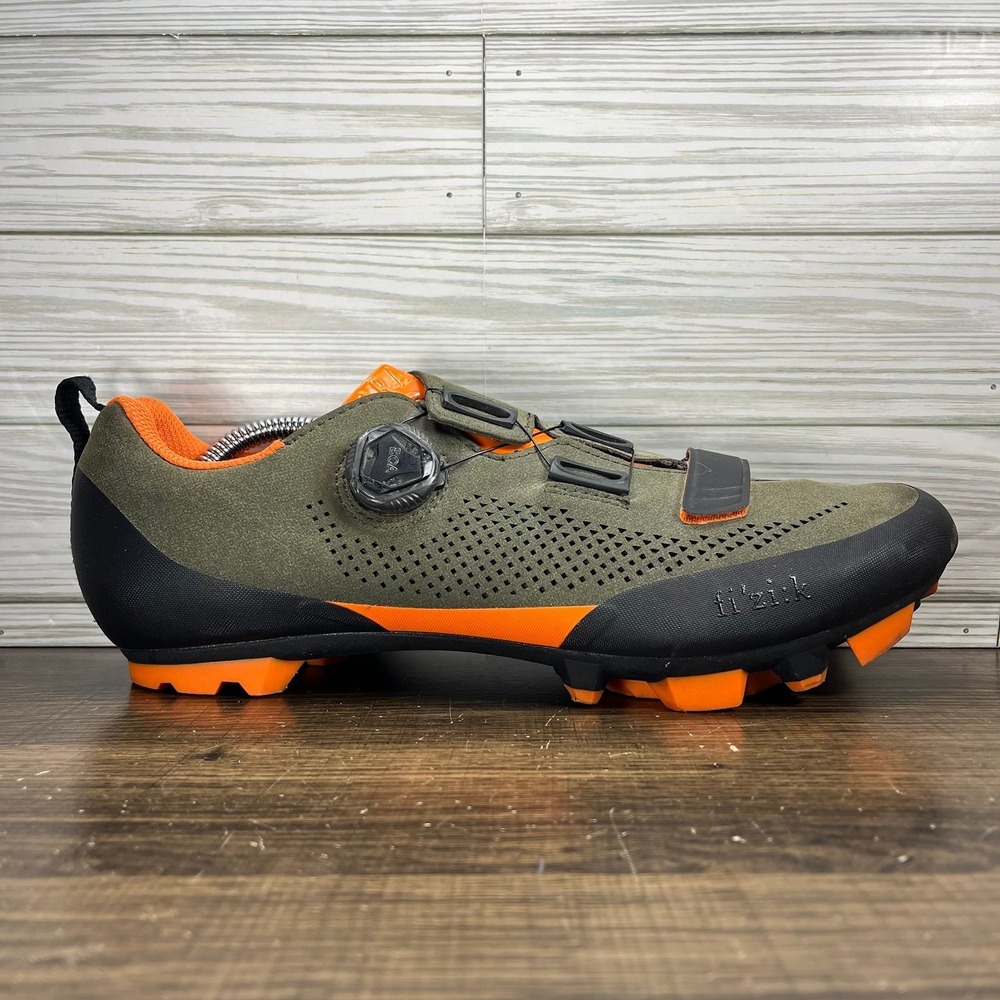Fizik X5 Terra Suede Mountain Bike Men's Green Orange Cycling Shoes - M 11.5